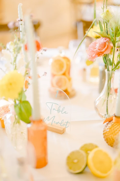 orange vaisselle agrumes fruit composition florale